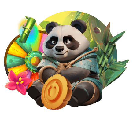 Spin Panda mascotte met bamboe